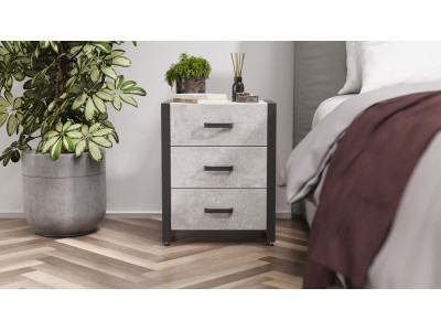 Нощно шкафче Vivien 3 (бетон/черно)